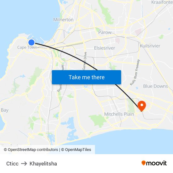 Cticc to Khayelitsha map