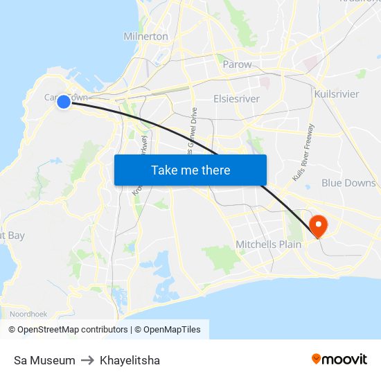 Sa Museum to Khayelitsha map