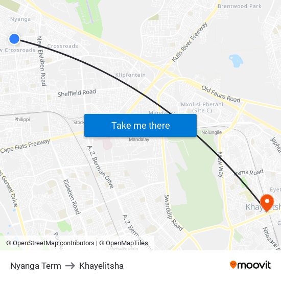 Nyanga Term to Khayelitsha map