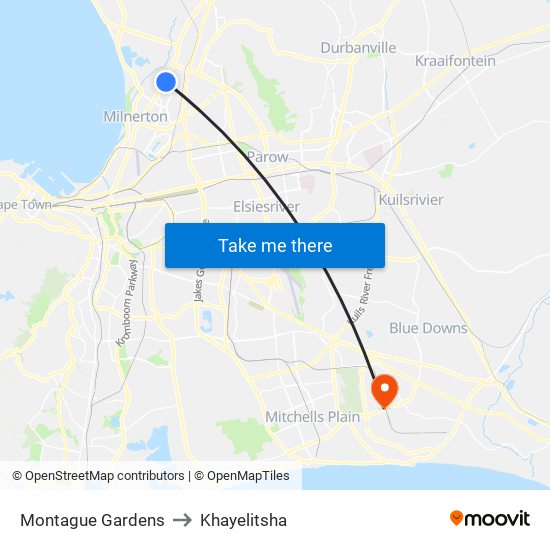 Montague Gardens to Khayelitsha map