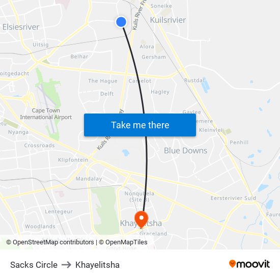 Sacks Circle to Khayelitsha map