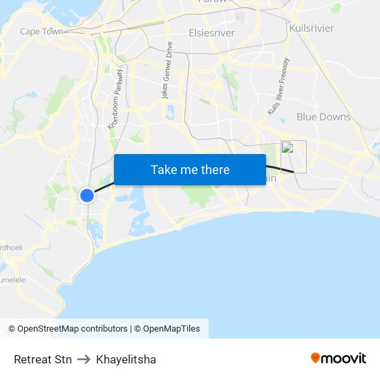 Retreat Stn to Khayelitsha map