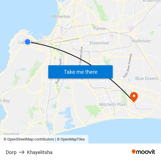 Dorp to Khayelitsha map