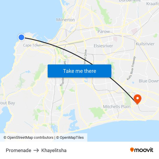 Promenade to Khayelitsha map