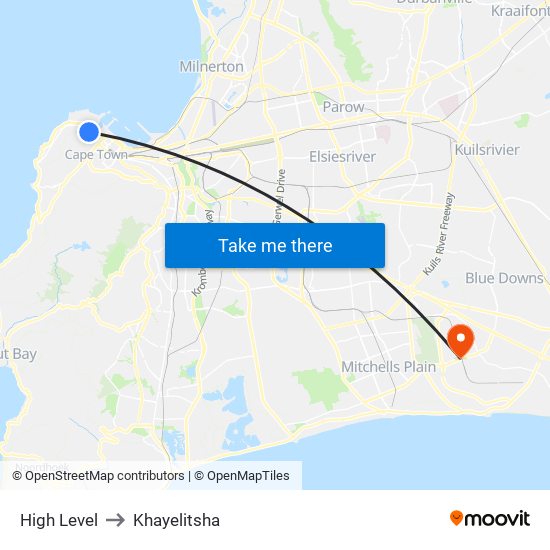 High Level to Khayelitsha map