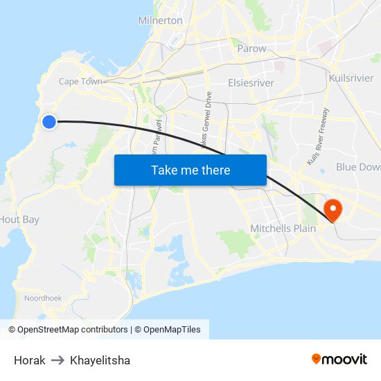 Horak to Khayelitsha map