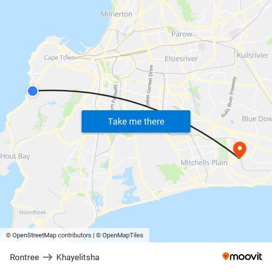 Rontree to Khayelitsha map