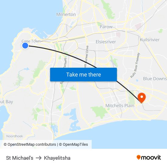 St Michael's to Khayelitsha map