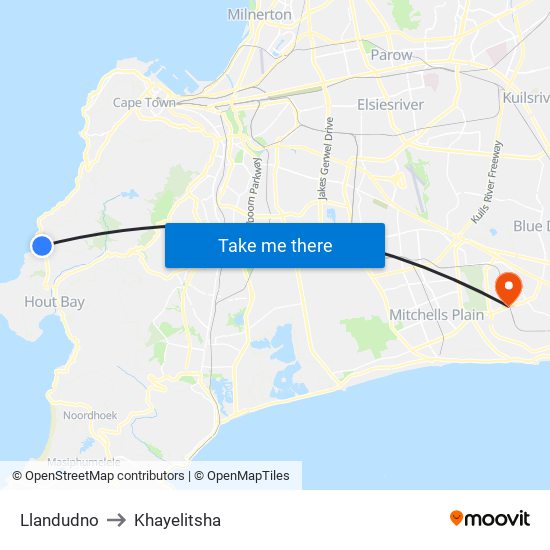 Llandudno to Khayelitsha map