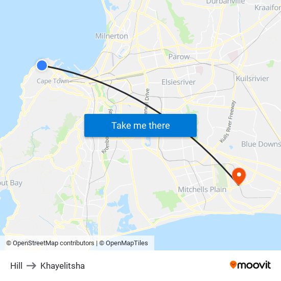 Hill to Khayelitsha map