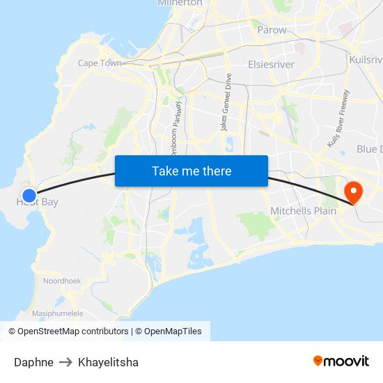 Daphne to Khayelitsha map