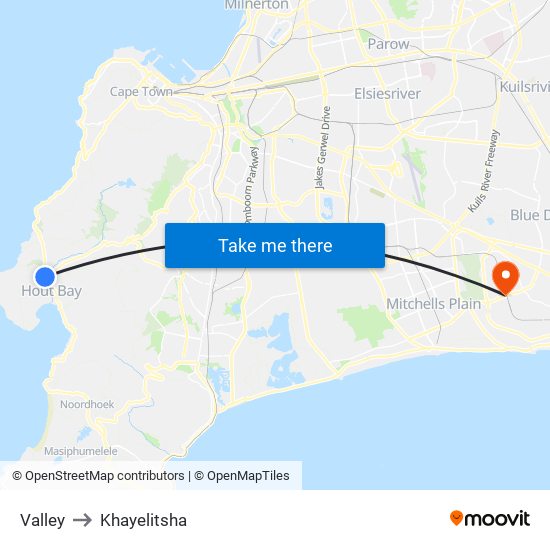 Valley to Khayelitsha map