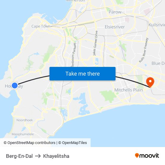Berg-En-Dal to Khayelitsha map