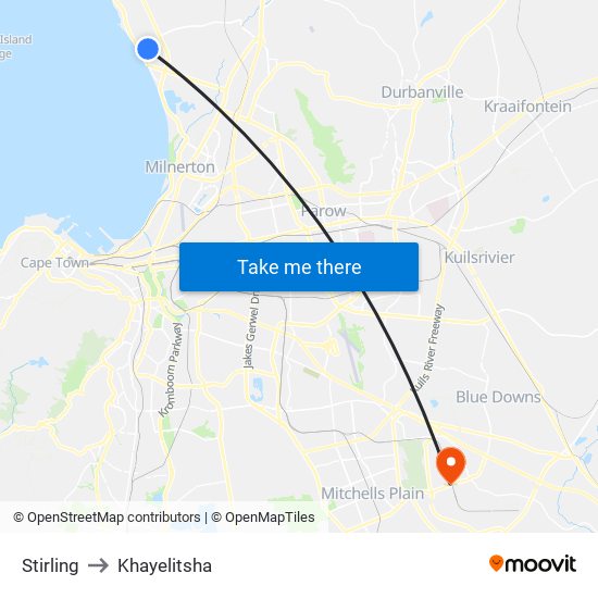 Stirling to Khayelitsha map
