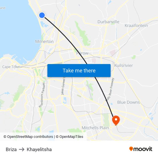 Briza to Khayelitsha map