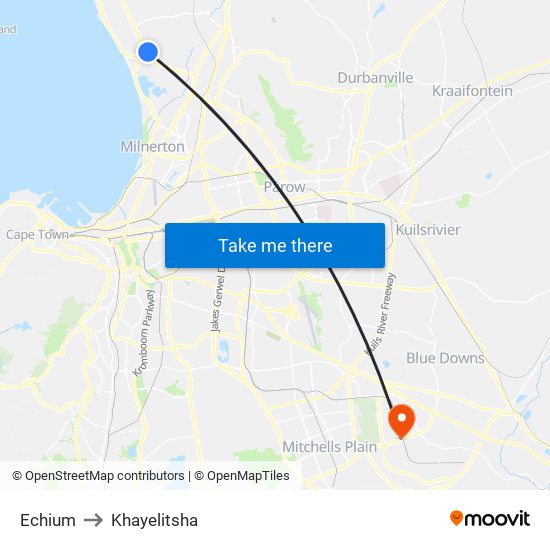 Echium to Khayelitsha map