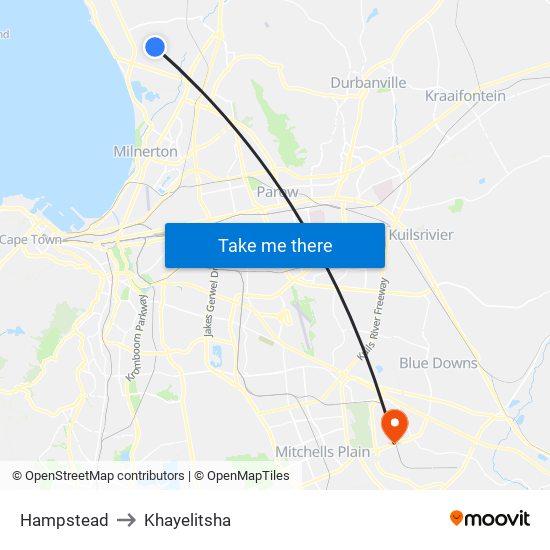 Hampstead to Khayelitsha map