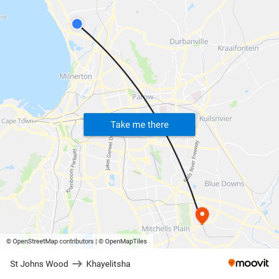 St Johns Wood to Khayelitsha map