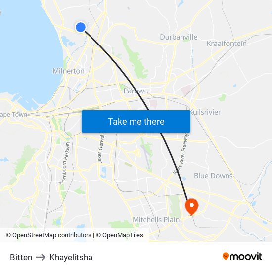 Bitten to Khayelitsha map