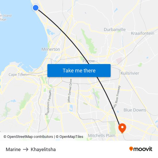 Marine to Khayelitsha map