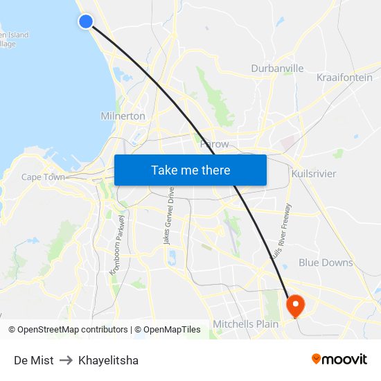 De Mist to Khayelitsha map