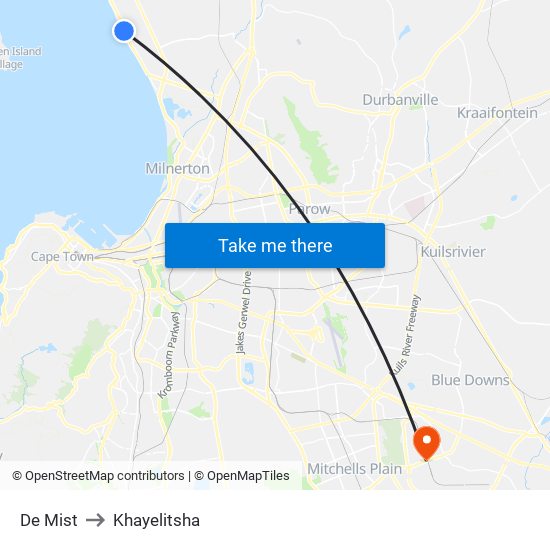 De Mist to Khayelitsha map