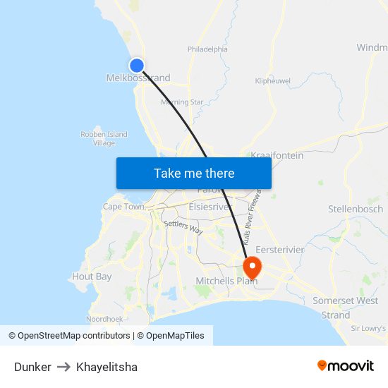 Dunker to Khayelitsha map