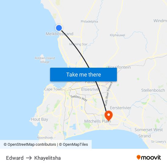 Edward to Khayelitsha map