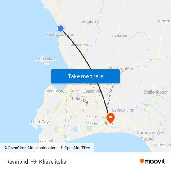 Raymond to Khayelitsha map