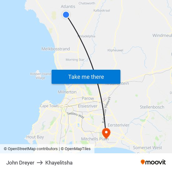 John Dreyer to Khayelitsha map