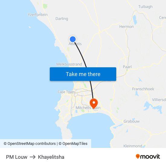PM Louw to Khayelitsha map