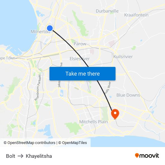 Bolt to Khayelitsha map