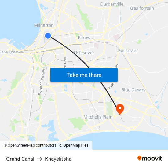 Grand Canal to Khayelitsha map