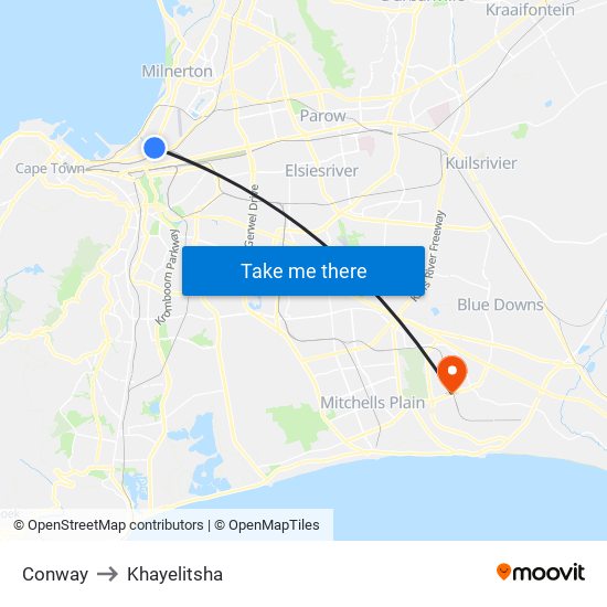 Conway to Khayelitsha map