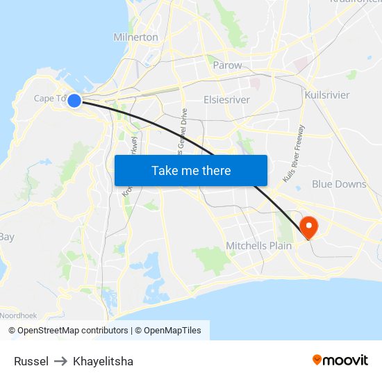 Russel to Khayelitsha map