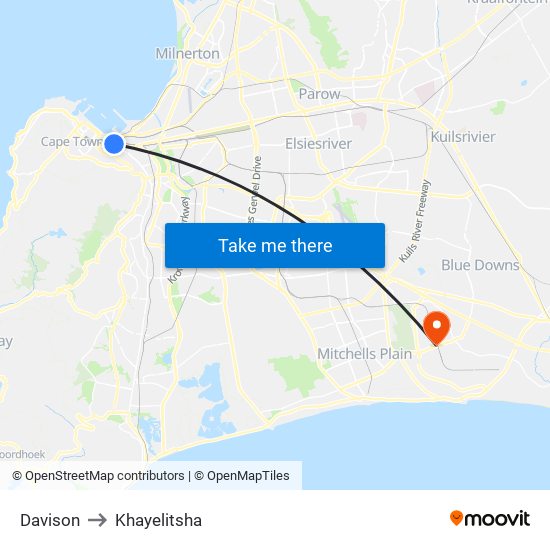 Davison to Khayelitsha map