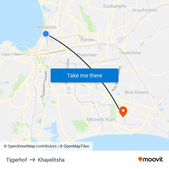Tijgerhof to Khayelitsha map