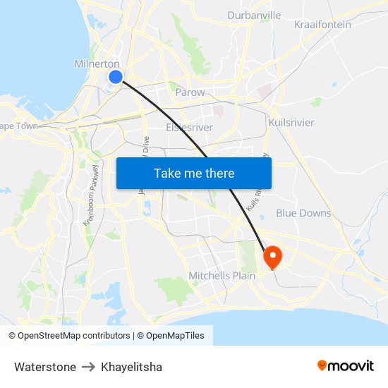 Waterstone to Khayelitsha map