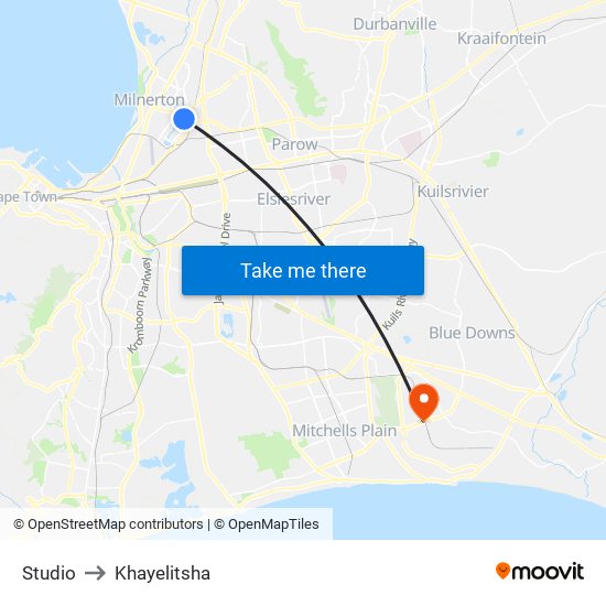 Studio to Khayelitsha map