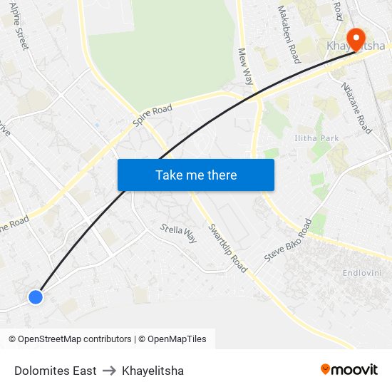 Dolomites East to Khayelitsha map