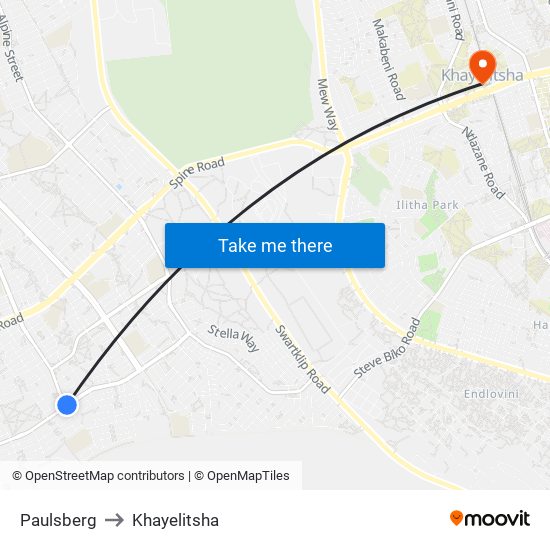 Paulsberg to Khayelitsha map