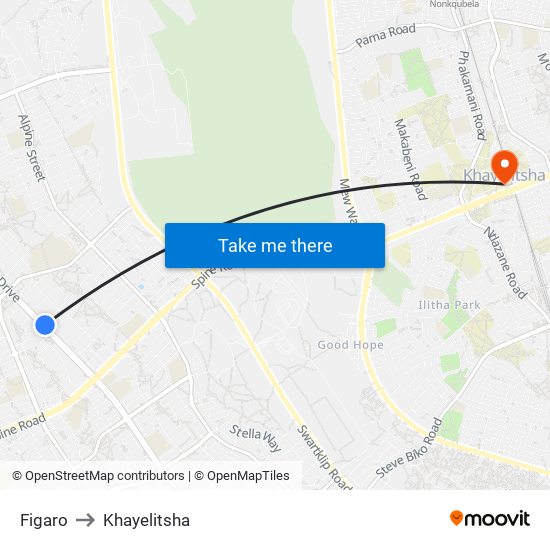Figaro to Khayelitsha map