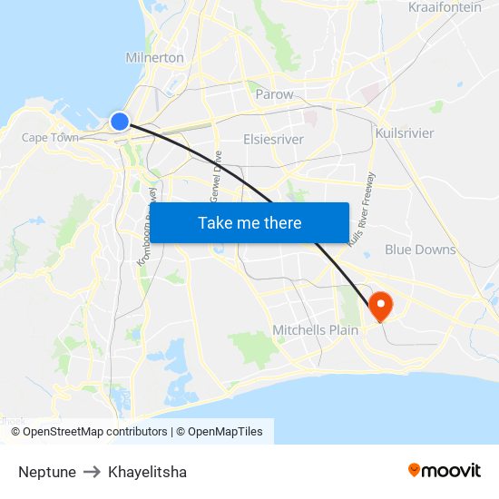 Neptune to Khayelitsha map