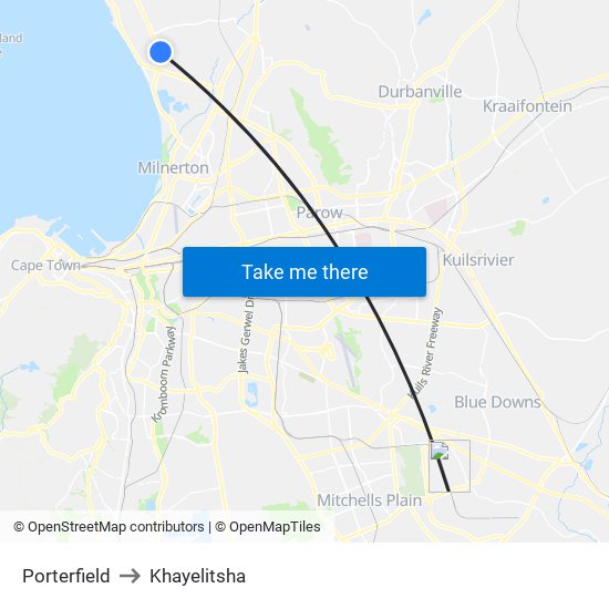 Porterfield to Khayelitsha map