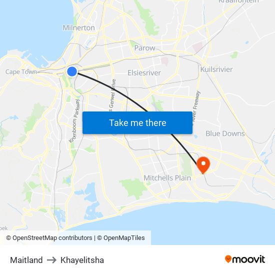 Maitland to Khayelitsha map