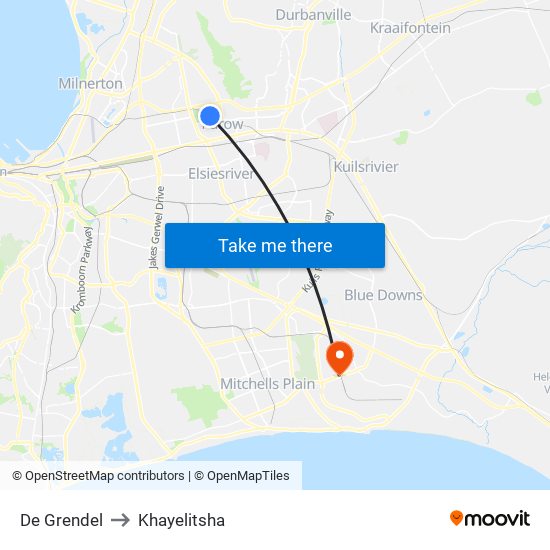 De Grendel to Khayelitsha map