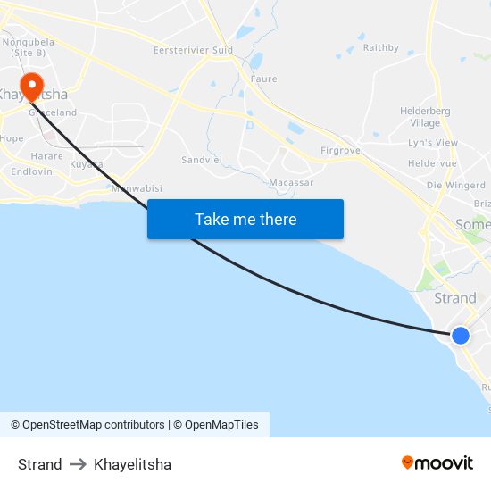Strand to Khayelitsha map