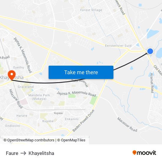 Faure to Khayelitsha map