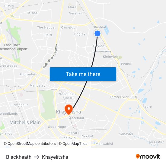 Blackheath to Khayelitsha map