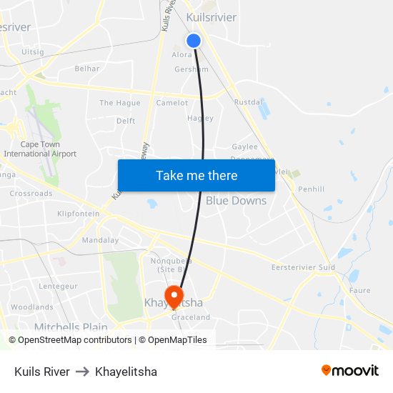 Kuils River to Khayelitsha map